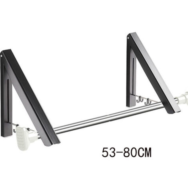 Infällbart klädställ - Väggmonterat hopfällbart klädställ, aluminium, 2 ställ med stång (53-80 cm)