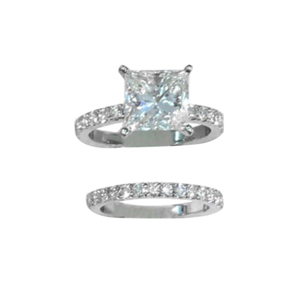 2 stk/sæt Firkantet Rhinestone stablering Bryllupsforlovelse Kvinder Finger smykker US 10