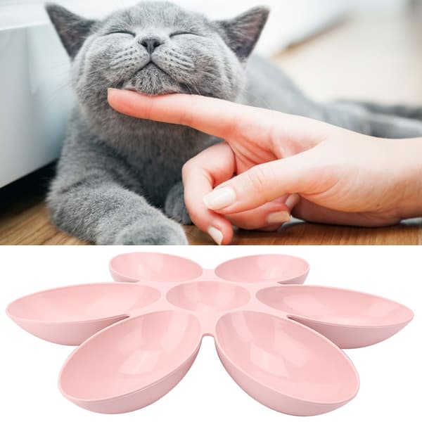 Holdbar seksbladet foder- og vandskål til katte og hunde, pink