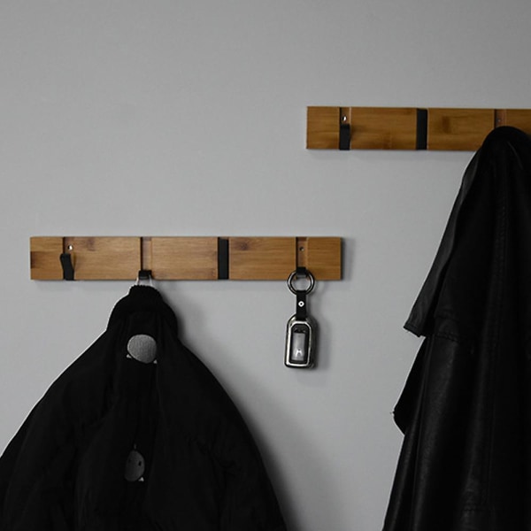 Moderni seinätakkin koukku, puinen naulakko kokoontaitettava bambu takkikoukku 4/5 liikuteltavalla koukulla takkeihin, takkeihin, huiveihin, käsilaukkuihin ja muuhun 4 hooks
