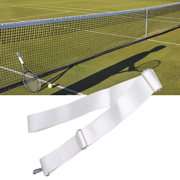 Justerbar Høyde Tennisnett Senterstropp med Rustfritt Stål Spenne - Hvit