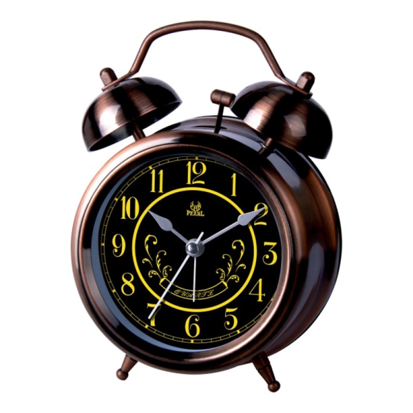 Retro väckarklocka för barn och studenter liten stum väckarklocka snooze sängklocka metallklocka , brons , 8,8 * 4,9 * 12,4 cm,