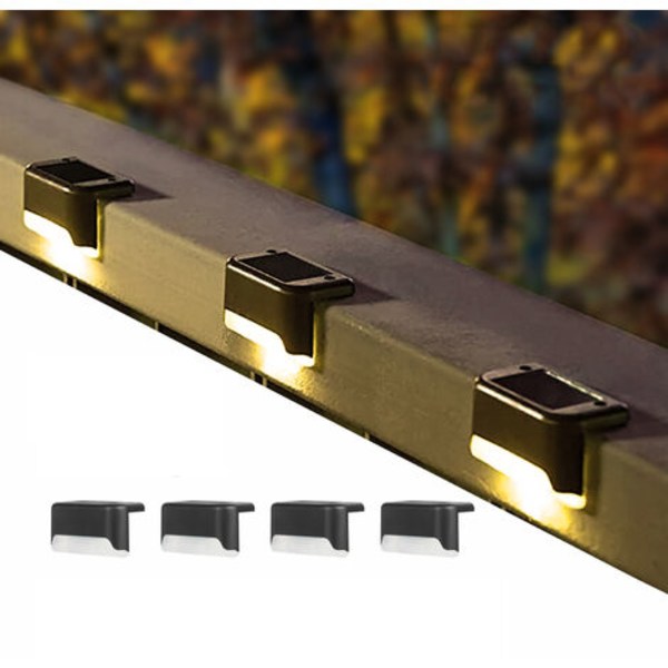 Solar stängselljus, 4-pack LED solfärgssensorlampor, pooldekorationslampor, stegljus, gårdsbelysning