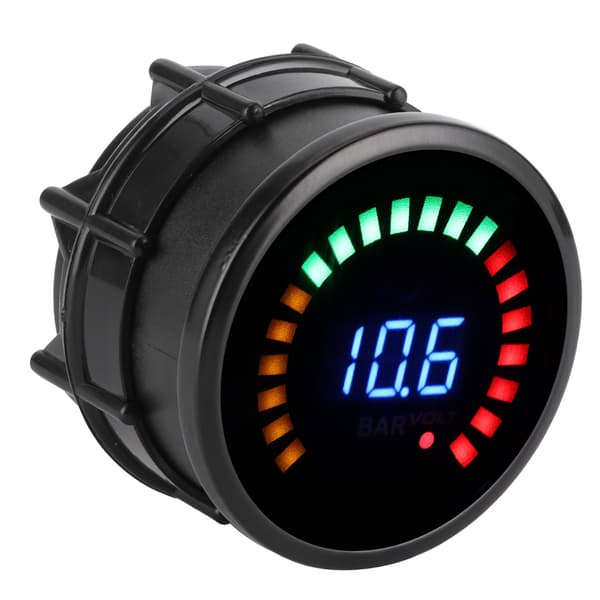 Universal Turbo Boost Måler Voltmeter 52mm LED Digital Display 12V 2 i 1 Måler Sort Skive