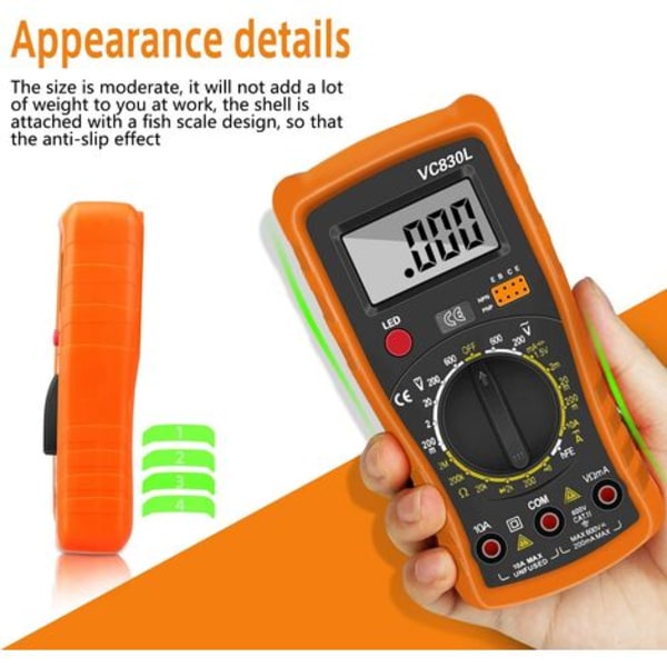 Digital multimeter, digital automatisk multimeter, professionell elektrisk testare, voltmeter/motstånd/kontinuitet/dioder Ap