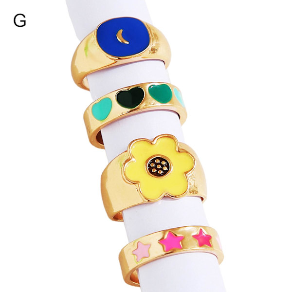 1 Set Knuckle Rings Heart Stackable Women Exquisite All Match Finger Rings For Party G