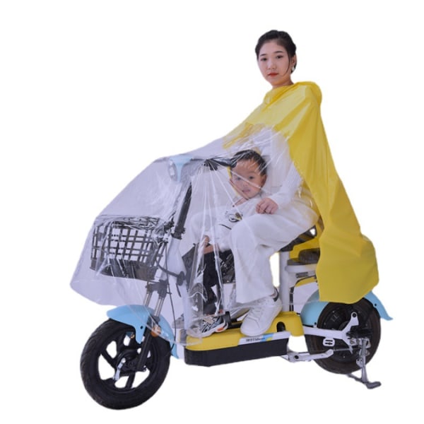 Ei peiliä yksi keltainen akku sähköauton sadetakki yhden hengen moottoripyörän naisten läpinäkyvä pitkä kokovartaloinen myrskynkestävä sadeponcho
