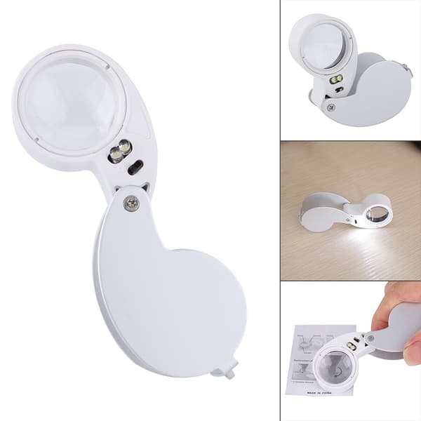 LED-upplyst 40X Sliver-förstoringsglas juvelerarlupp