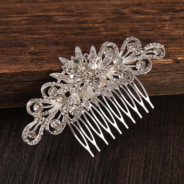 Rhinestone Hair Comb 10-tands Design Hår Side Kam Mode Skinnende legeret hårtilbehør til kvinder FS432