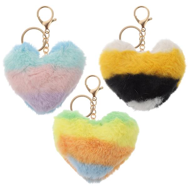 3st Lovely Peach Heart Keys Chain Pretty Plush Key Rings Praktiska nyckelringar
