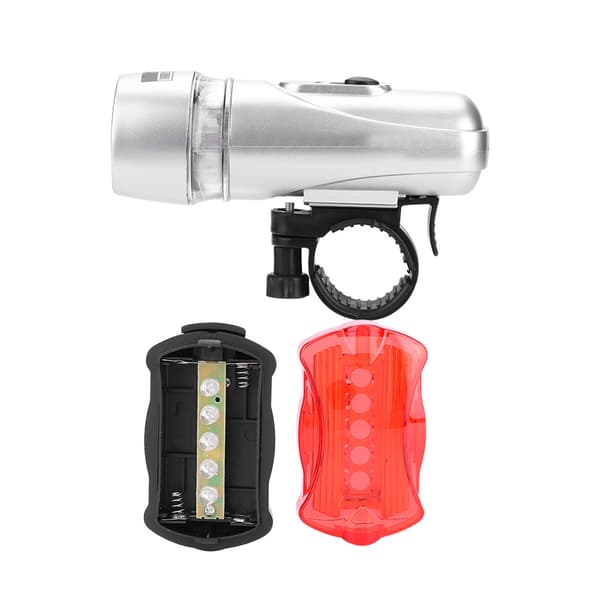 Vattentätt 5 LED Cykel Framlykta Bakre Säkerhetsljus Set Silver