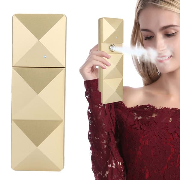 Bärbar USB Nano Handy Mist Spray Ansiktsfuktande Atomizer Guld