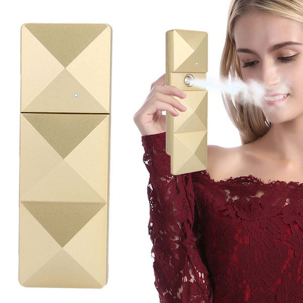 Bærbar USB Nano Handy Mist Spray Ansiktshydrering Atomizer Gull