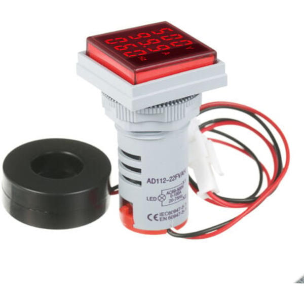 Mini Square Digital Volt-Amperemeter Voltmeter Amperemeter Voltmeter Cymometer Tre LED-skärmar Spänning & Ström & Frekvens Mätare Indikator Monitor AC Panel