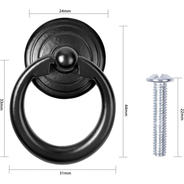 skabsgreb, 10 metalskabsgreb, antik enkelthuls zinklegering (sort)