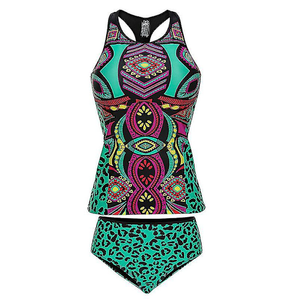 kvinnor Boho Tankini Set Bikini Vadderad baddräkt Badkläder Strandkläder Baddräkt Baddräkt S