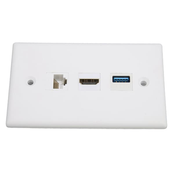 HDMI Väggplatta 3 Portar CAT6 USB 3.0 Lödningsfri
