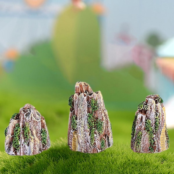 2 X 3 stk/sæt Akvarium Rockeries Levende udseende Ornamental støbning Holdbar lille harpiks Fish Tank Mountains Kontorindretning