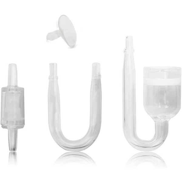 Set med 4 st Akvarium Fish Tank Co2 diffusor koldioxidreaktor med backventil/u-form glas/sug