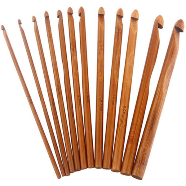 Kolsyrad bambu rund virknål 12 storlek tröja nål virkverktyg FR20007