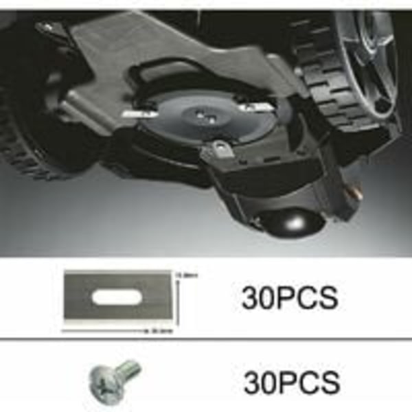 30-pak græsblade til Husqvarna med dobbelt skarpe knive i rustfrit stål 36.518.50.65 mm,