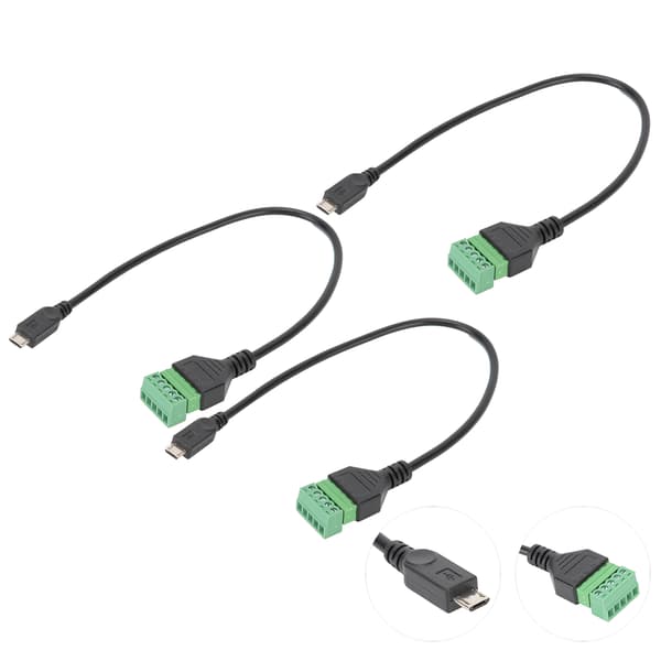 3-Pin Micro USB Han til 5-Pin Skrue Shield Loddefri Terminal Stik Adapter Kabel
