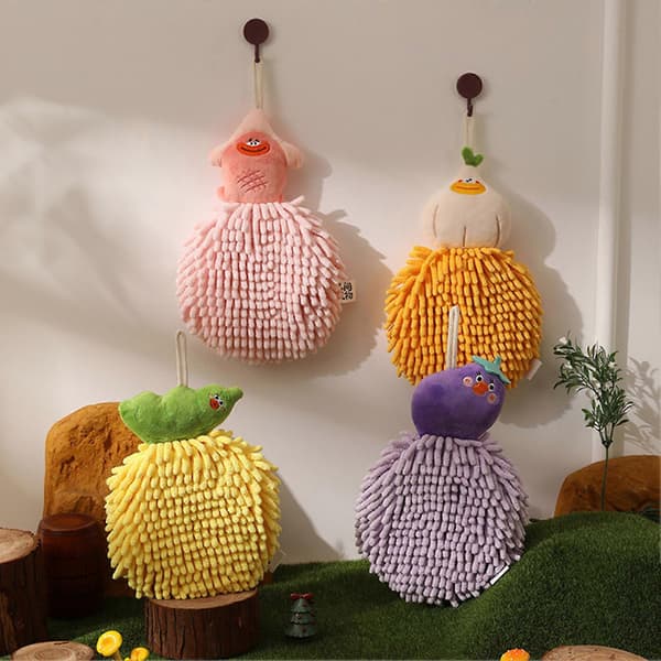 Chenille håndklæder, hurtigtørrende, absorberende, hængende håndklædebold, blødt, fluffy, absorberende mikrofiberhåndklæde Orange