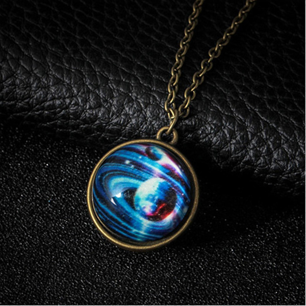 Solar System kaulakoru riipus Planet kaulakoru Galaxy kaksipuolinen lasikupu