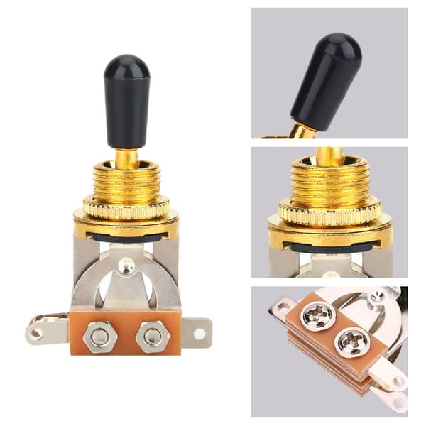 1 stk. 3-vejs vippekontakt sort spids erstatning til LP Style elektrisk guitar guld