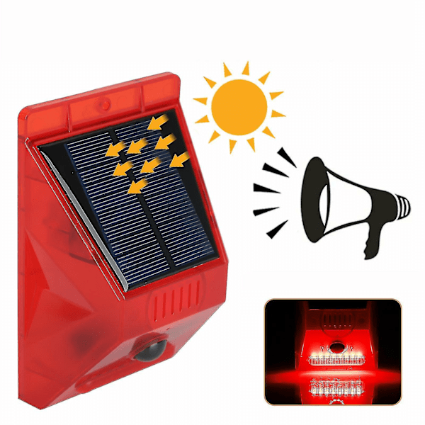 Solvarningsljus 129db Sollarm Strobe Ljus Rörelsesensor Fjärrkontroll