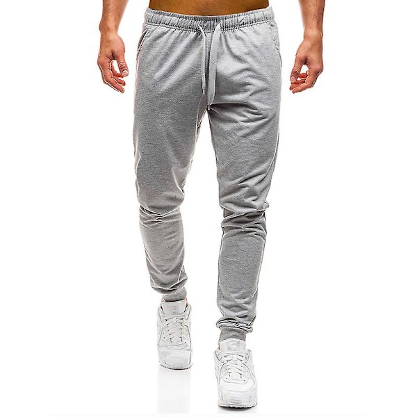 Miesten kiinteät joustavat kiristysnyörilliset lenkkihousut Light Gray M