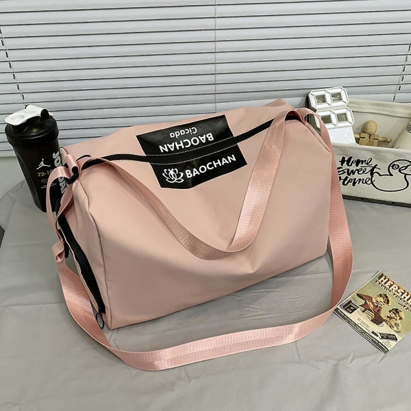 Duffle Polyester Gym Sports & Travel Bag Unisex Fitness Bag (vaaleanpunainen)