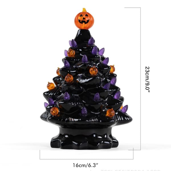 Opplyst Keramikk Halloween Trad Bordplate Dekorasjon Gresskar Lys