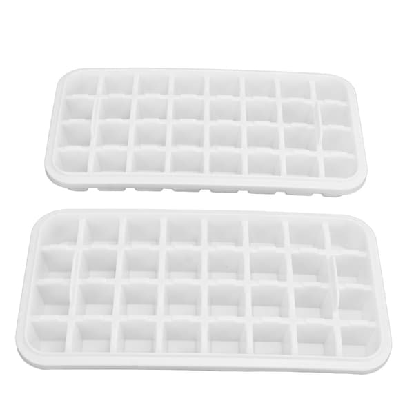 Ice Cube Tray 32 Grids Double Layer Easy Release Ice Maker Mold with Lid for Cocktail Whiskey Coffee White