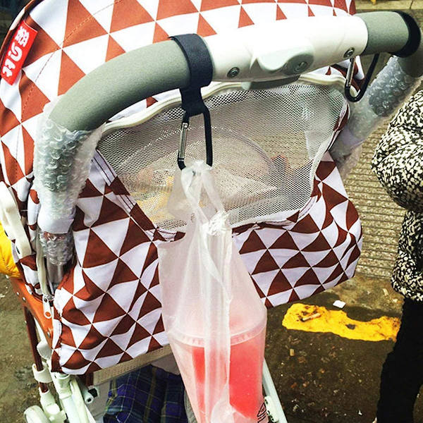 Piao Barnvagnskrokar - Snäppkrokar gjorda av aluminium - Set med 2, Svart, Stabil, Fjädrande, Flexibel - Barnvagnsfäste, Universal