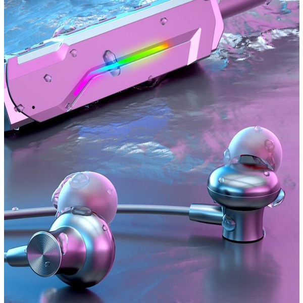 Speldedikerat, halsmonterat, bluetooth -headset (rosa)