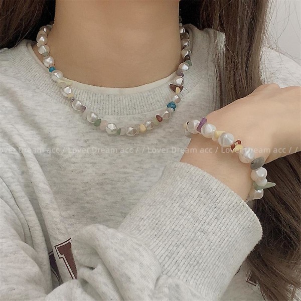 Halsband Pearl Stone Choker Modesmycken Ac1227