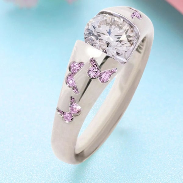 Sormus Perhoskuvio Korut Asusteet Seos Cubic Zirkonia sorminauha naisille US 9