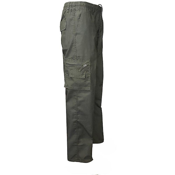 Enfärgade Cargo Straight Byxor för män Army Green M