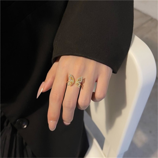 Finger Ring Udsøgt Form Rust-bevis Legering Dekorativ Sommerfugl Kvinder Åben Ring For Girl