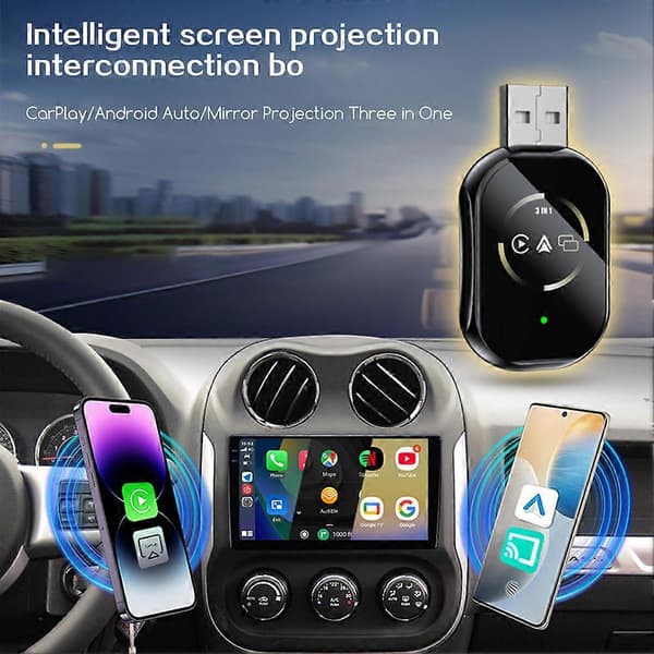 Trådløs Android Auto-adapter med Mirror Link Nem Plug and Play-installation Ingen skade på bilen til daglig pendling IOS