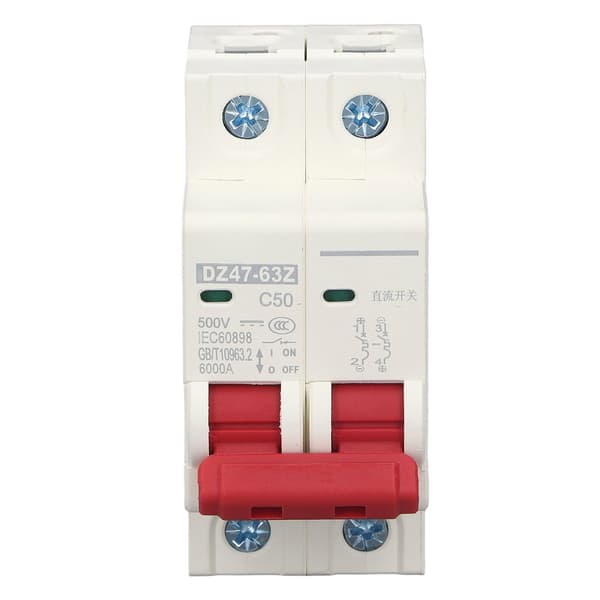 DZ47 63Z C50 2P DC Miniature Strømafbryder 50A 500V til Solenergisystem