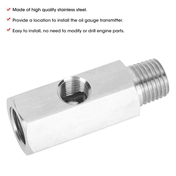 Universal Bimotor Cylinder 1/4NPT til 1/8 Adapter T304 Rustfrit Stål Olietryksmåler