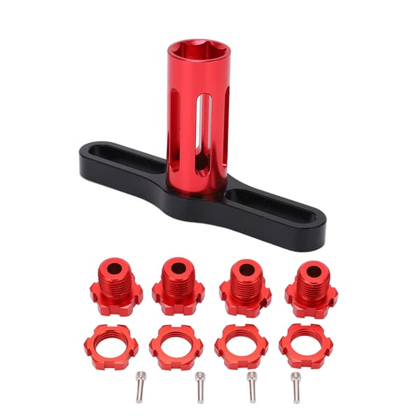 4 Set 17MM Splined Hex Nuts för Traxxas 5353X EREVO Summit 1 10 RC Bil Röd