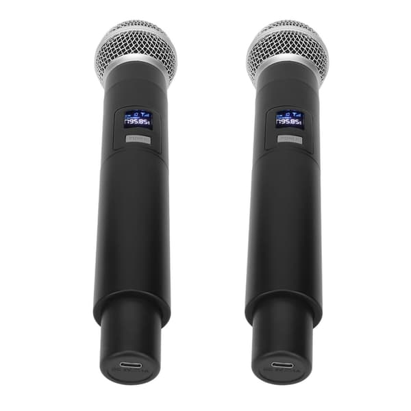Trådløst Mikrofonsystem Professionelt 1 for 2 Håndholdte Trådløse Dynamiske Mikrofoner til Sang Karaoke Kirke