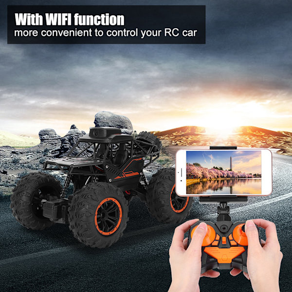 1:18 RC-bil med WIFI-kamera - Sort