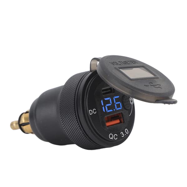 USB Biloplader QC3.0 PD Port Hurtig Opladning Strømadapter Oplader til 1 2 3 Serie DC12 til 24V EU Interface Blå
