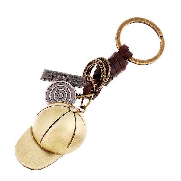 1kpl Baseballhattu avaimenperä Charm metalliseos nahka Cool vintage auton avaimenperä Avaimenperä Kukkaro Laukku Riipus juhla