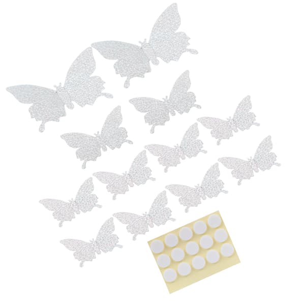 12-pak 3D-sticker Simulation Lyn Baggrund Vægkunst til Stue Bryllup Hjemmeindretning Blank Sølv