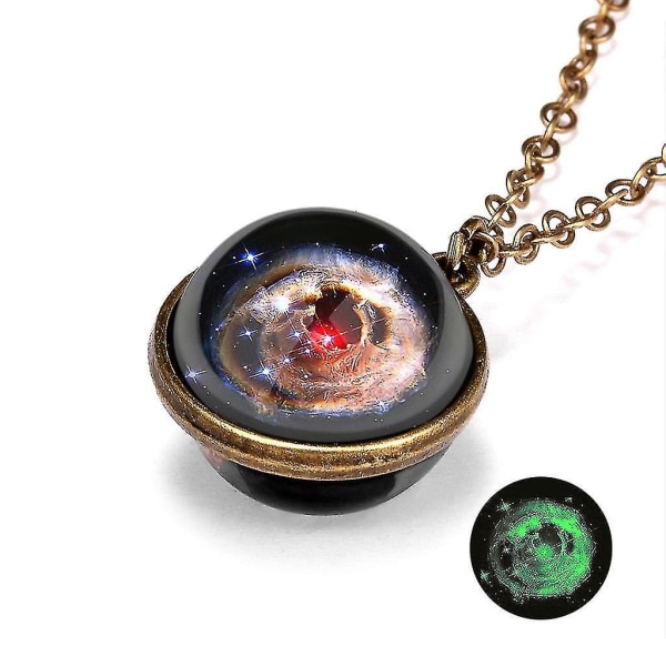 Glow In The Dark Galaxy System Dubbelsidig glaskupol Planet Halsbandshänge